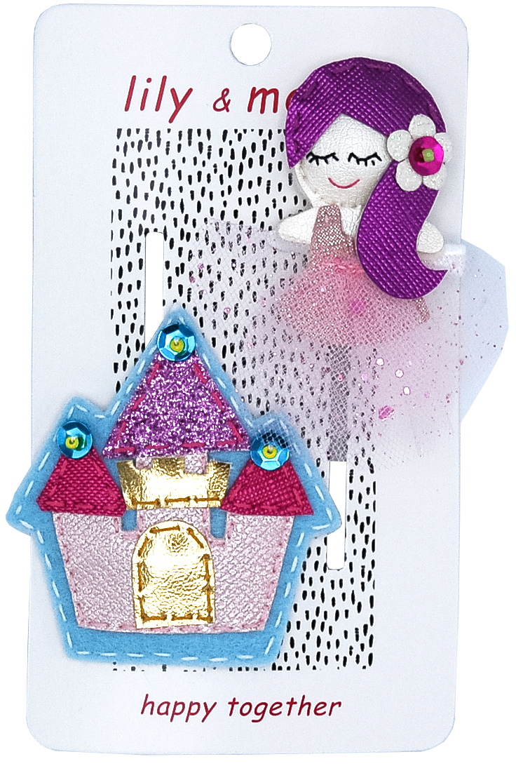 Princess & Castle Hair Clips- Oink and Purple