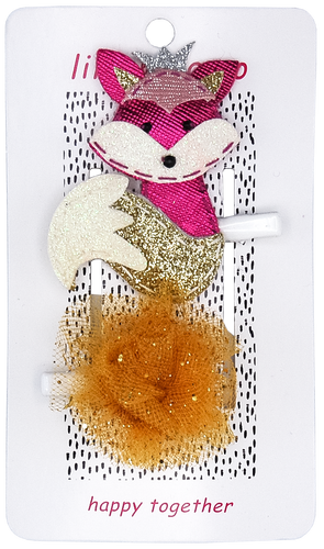 Royal Fox Hair Clips- Pink and Gold