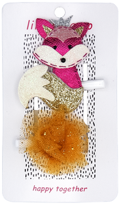 Royal Fox Hair Clips- Pink and Gold