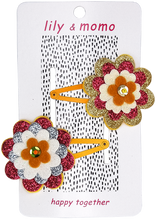 Load image into Gallery viewer, Samantha Flower Hair Clips- Pink and Gold