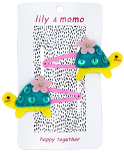 Load image into Gallery viewer, Sequin Sea Turtle Kids Hair Clips- Pink and Aqua