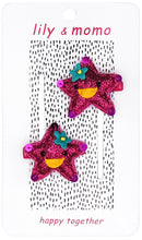 Load image into Gallery viewer, Shiny Starfish Kids Hair Clips- Glitter Pink